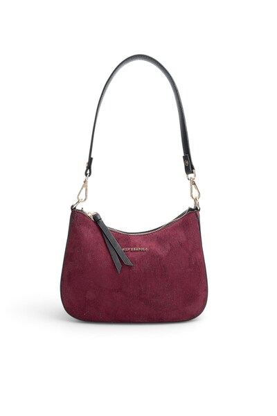 Silver Polo Burgundy - Black Suede Women's Shoulder Bag Sp1259