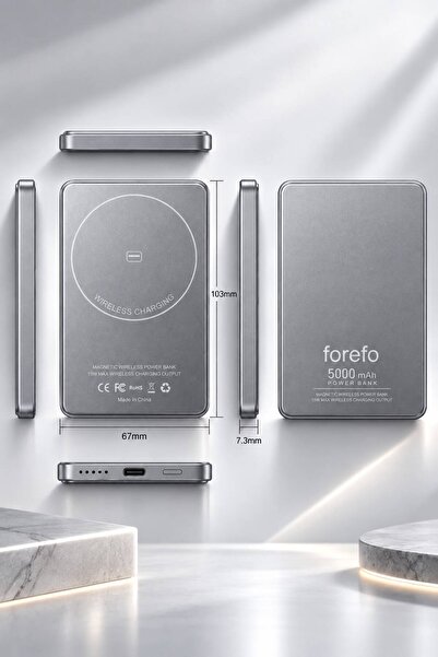 kawigo Forefo 5000 mAh Slim Powerbank 22,5W Hızlı Şarj Kablosuz Şarj Destekli Type-C İnce Hafif Taşınabilir Power Bank M