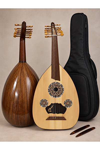 KARAZ MUSIC Beginner Musical Instrument Semi-Lux Mahogany Oud with Case and T...
