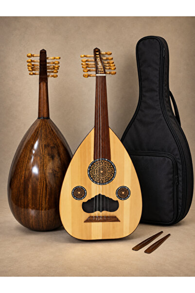 KARAZ MUSIC Beginner Musical Instrument Semi-Lux Mahogany Oud with Case and T...