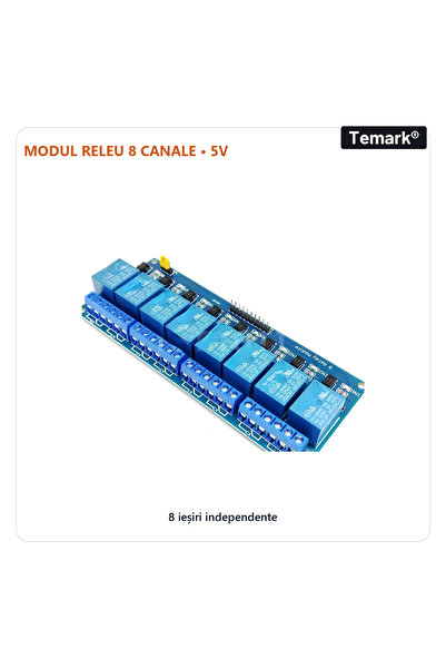 Temark 8-κάναλη μονάδα ρελέ 5V, ενεργοποίηση με LOW, επαφές NO COM NC, οπτοζε...