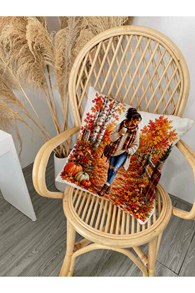 Filamente Çift Taraflı Dijital Baskı Kırlent Kılıfı - Sonbahar / Autumn Seri