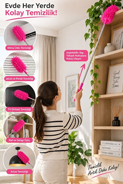 omilife Mikrofiber Makarna Mop Toz Alma Paspası Tüy Toplayıcı Çok Amaçlı Temizlik Mopu