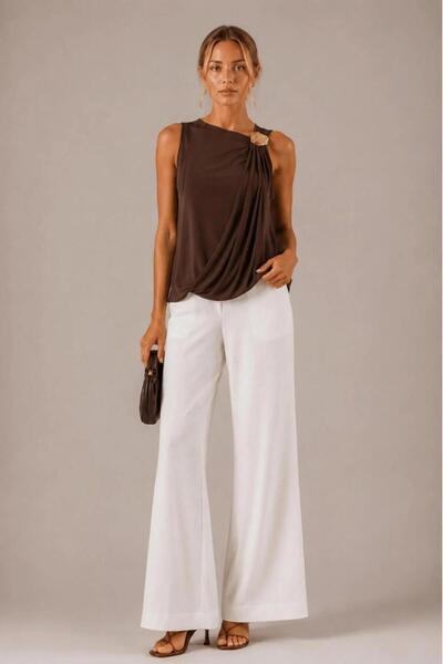 ALEXANDERGARDI Shawl Detailed Brooched Knitwear Blouse