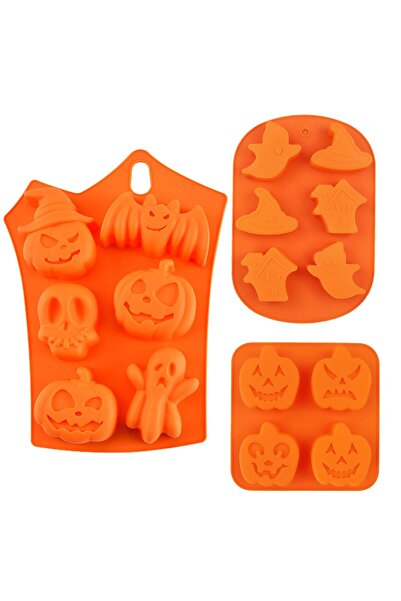 Generic Brand Set de 3 forme de ciocolată de Halloween, forme antiaderente pe...