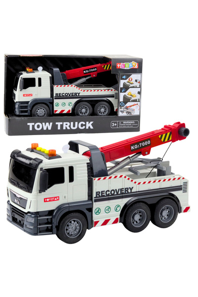 LEAN Camion de construcții cu macara reglabilă, lumini și sunete, alb