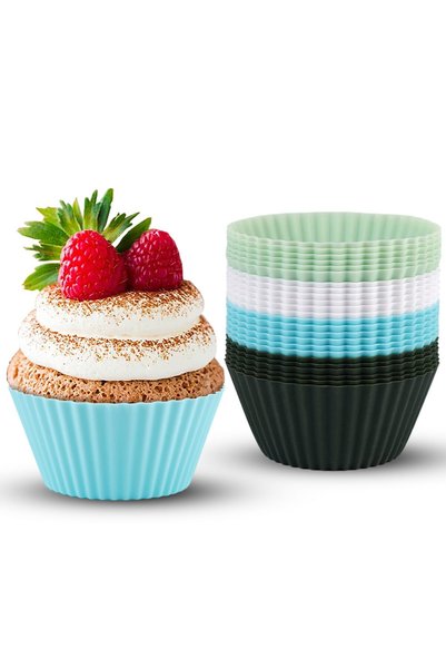 Generic Brand Set of 24 Silicone Muffin Molds, 7 x 3.2 cm Non-Stick Cupcake M...