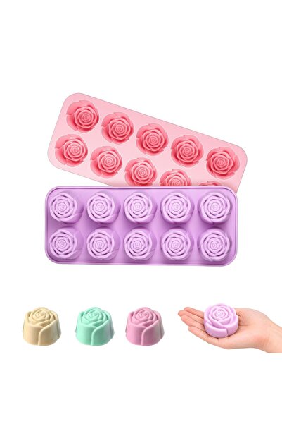 Generic Brand Set de 2 matrițe din silicon în formă de floare, matrițe din si...