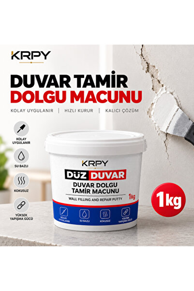 KRPY Duvar Tamir Macunu 1 Kg – Duvar Çatlak ve Delik Dolgusu, Su Bazlı Kokusu...