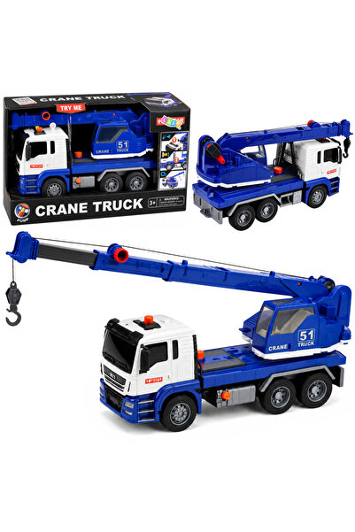 LEAN Camion macara de construcții cu lumini și sunete reglabile, albastru