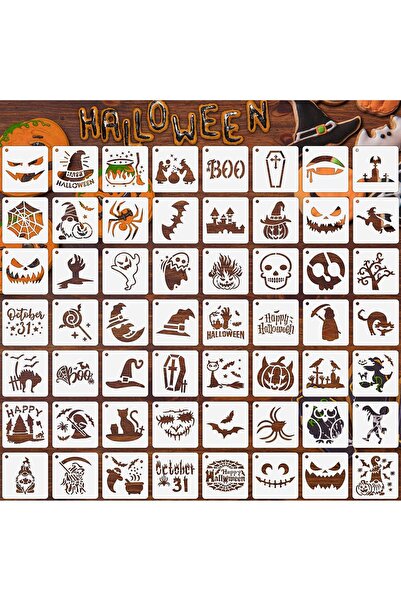 Generic Brand 56 șabloane de Halloween, Dovleac din plastic, Vopsea pentru lemn