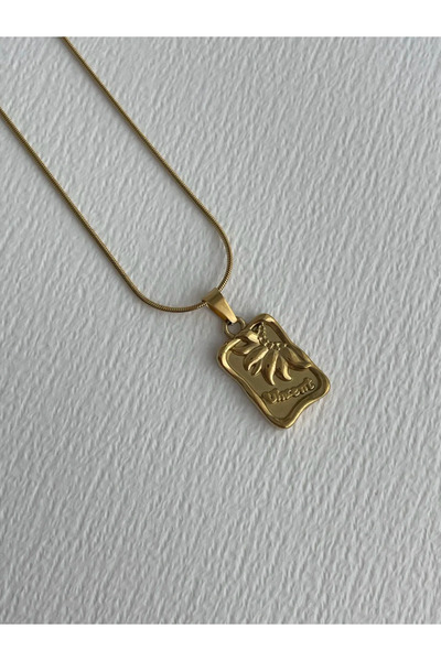 Luparadis Steel Flower Motif Gold Vintage Necklace 45+5cm