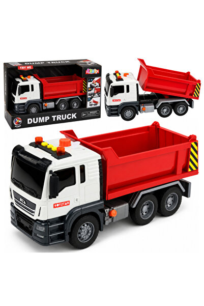 LEAN Camion basculant cu cutie de ridicare, lumini și sunete, roșu
