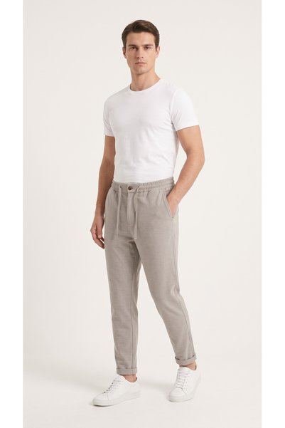 PANDO CASUAL WEAR Luxury Erkek Örme Cepli Kemerli Fermuarlı İtalyan Paça Jogger