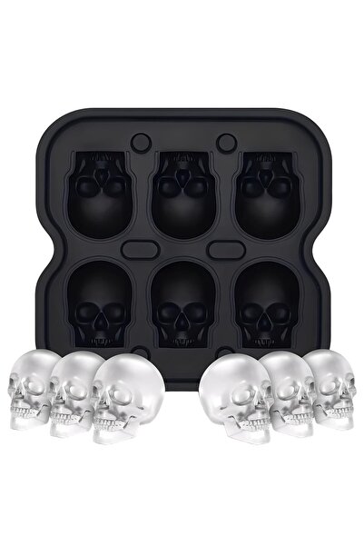 Generic Brand Tăvițe din silicon pentru cuburi de gheață în formă de craniu, ...