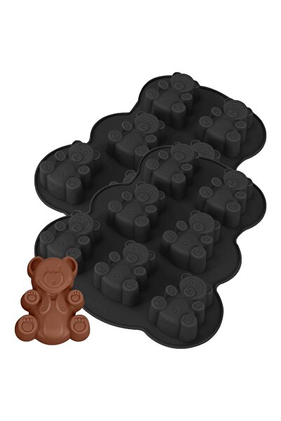 Generic Brand Formă de silicon pentru ursuleți, 2 piese, Formă 3D pentru prăj...