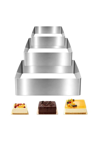 Generic Brand Inel de patiserie pătrat, 3 bucăți rame de patiserie dreptunghi...