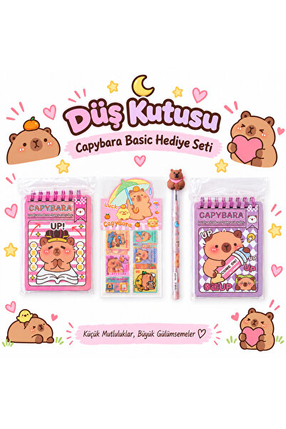 Düş Kutusu Capybara Tasarımlı Doğum Günü Arkadaşa Hediye Seti