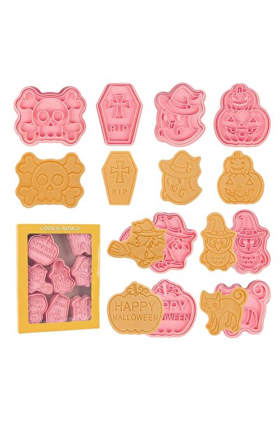 Generic Brand Set de 8 decupatoare de biscuiți de Halloween, forme de biscuiț...