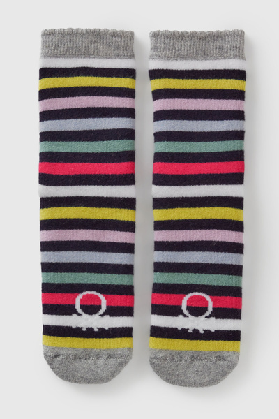 United Colors of Benetton Boy's Gray Mix Logo Detailed Patterned Socks