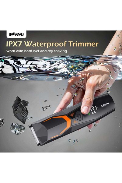 ENSSU Men's Body Hair Trimmer for Intimate Area Shaving, Ceramic Blade, IPX7 Waterproof, Charging Dock