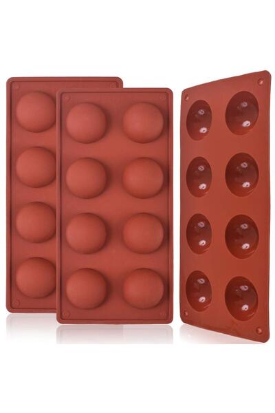 Generic Brand Set de 3 forme din silicon cu 8 cavități semisferice pentru bom...