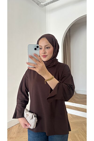 QUWİQ Tunică Hijab pentru femei cu mâneci și fustă cu detalii cu fante
