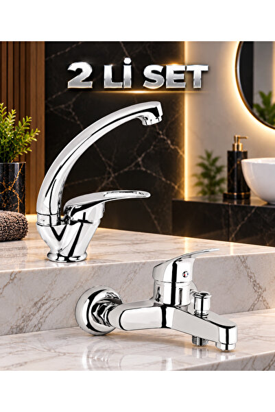 ESHOME ESKAYA 2 li Krom banyo lavabo bataryası Premium set