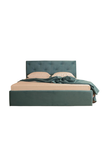 Timflex Pat Tapitat Rabatabil cu Lada Depozitare Catania 150x190 cm Velur Azur