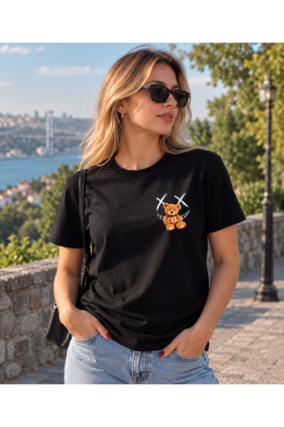 Guato Teddy Bear Printed Classic Black Tshirt