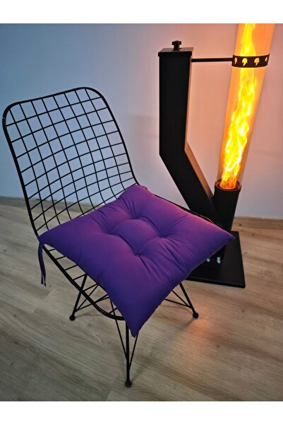 FELIX HOME Pofidik Sandalye Minderi Özel Dikişli Bağcıklı Orijinal Mor Desens...