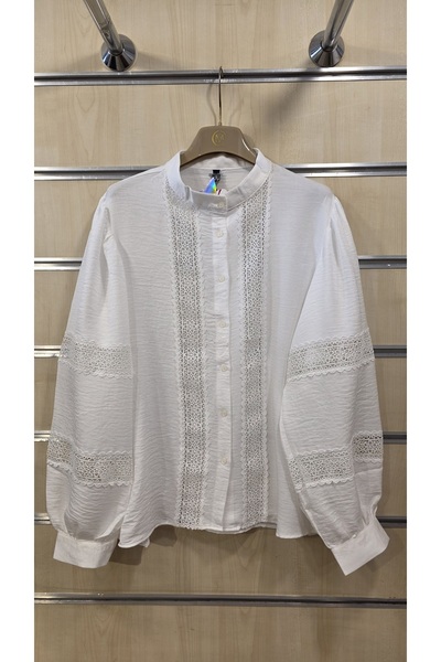trendbysena Women's Laced Shirt Cotton Balloon Sleeve