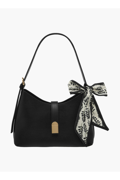 FAV Floral Print Scarf Detail Shoulder Bag with Adjustable Handle