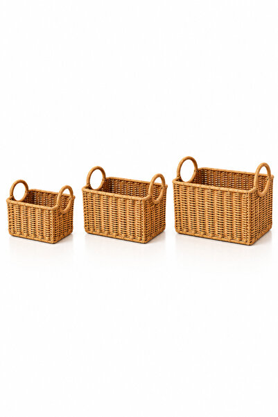 welcomein 3’lü Rattan Kulplu Sepet Seti – Çok Amaçlı Dekoratif Düzenleyici ve...