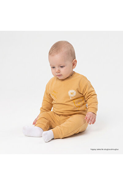 Bebetto Erkek Bebek Sweatshirt-Alt Hayvan Baskılı Bisiklet Yaka Long Sleeve P...