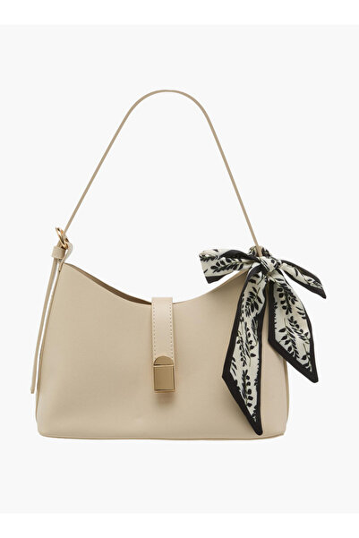 FAV Floral Print Scarf Detail Shoulder Bag with Adjustable Handle
