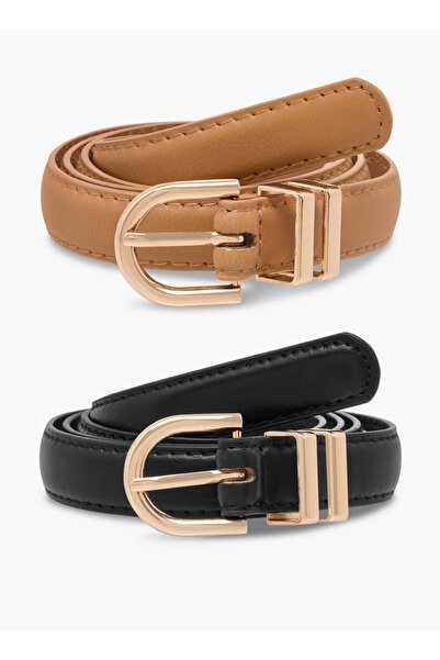 FAV Pack of 2 Belt with Pin Buckle Closure