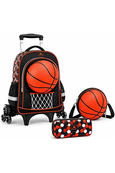 Glossy Bird Kids Trolley Backpack Set 3 Piece, School Bag with Lunch Bag, Pen...