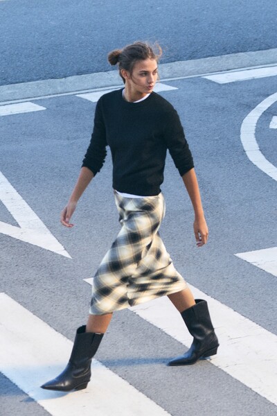Pull & Bear Kareli midi etek