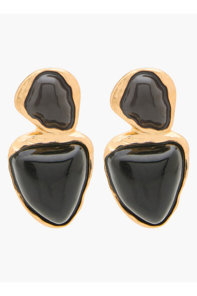 FAV Metallic Sculpted Drop Earrings with Pushback Closure