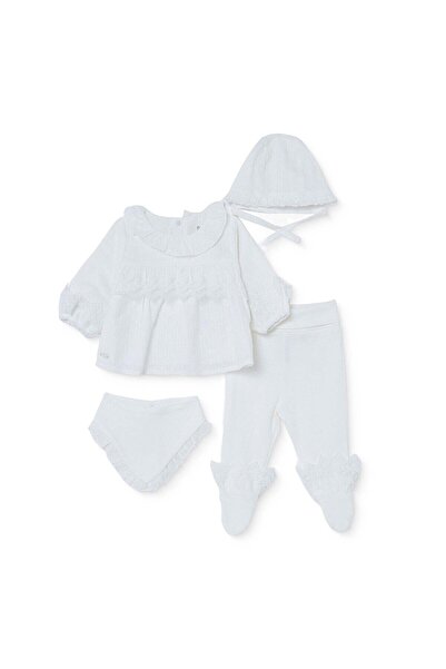Bebetto Kız Bebek 5li Hastane Çıkışı Çıtçıtlı Bebe Yaka Long Sleeve Patikli