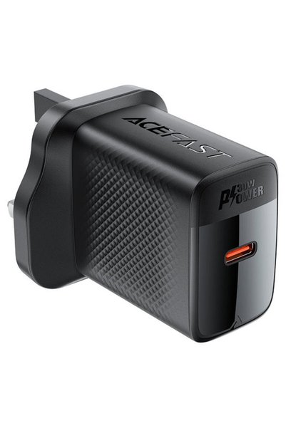 Acefast شاحن حائط، 30 واط، منفذ واحد، USB-C، أسود - A103
