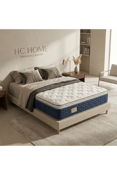 Ultra Premium 32 cm Kalınlık Pedli Çift Kişilik Yatak 150*200 cm-Lüks Full Ortopedik -ANTRASİT RENK-(SADECE YATAK)
