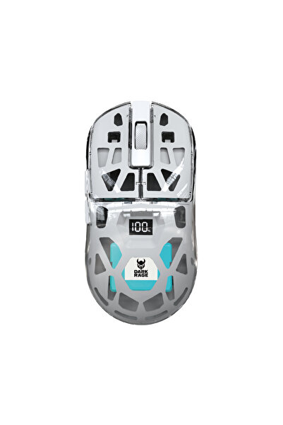 DarkRage Ultra Hafif Saydam Özel Tasarım Kablosuz Oyuncu Mouse – LCD Ekran, 2.4Ghz+BT5.0+Kablo Triple Mode 1600 DPI, 300mAh