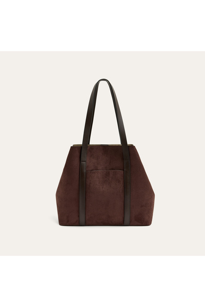 Mudo Women's Brown Suede Textured Handbag