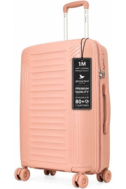 Glossy Bird Large Hard Shell Suitcase, Expandable Polypropylene PP Luggage wi...