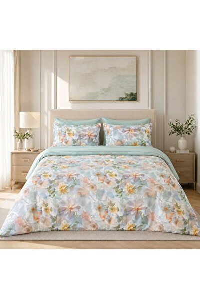 Pucioasa Lenjerie de pat dublu cu elastic Garden Reviere, bumbac ranforce pre...