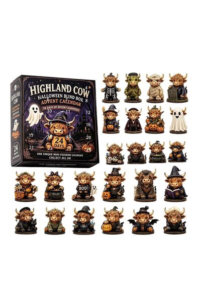 Generic Brand Calendar de Advent de Halloween cu vacă Highland, Set cadou pen...