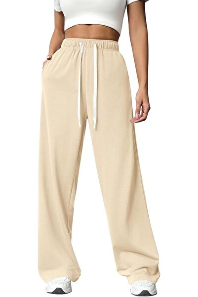 OtherMax Pantaloni de Trening Damă Joggers Bumbac Talie Înaltă Bej Mărimea XL...
