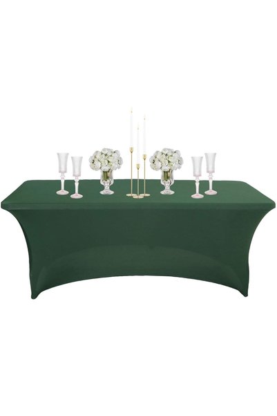 Generic Brand Rectangular Spandex Stain-Resistant Tablecloth, 183cm Dark Gree...